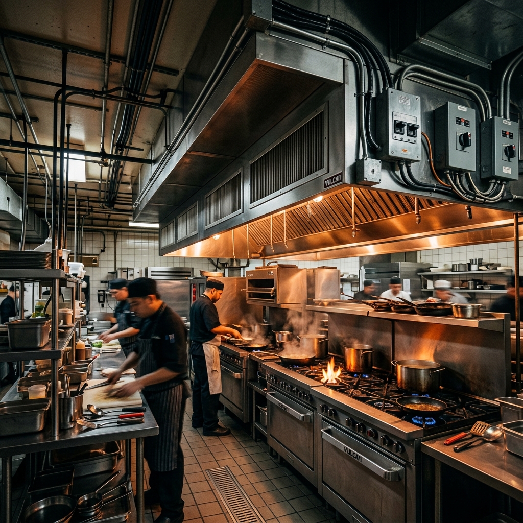 Commercial restaurant kitchen electrical systems